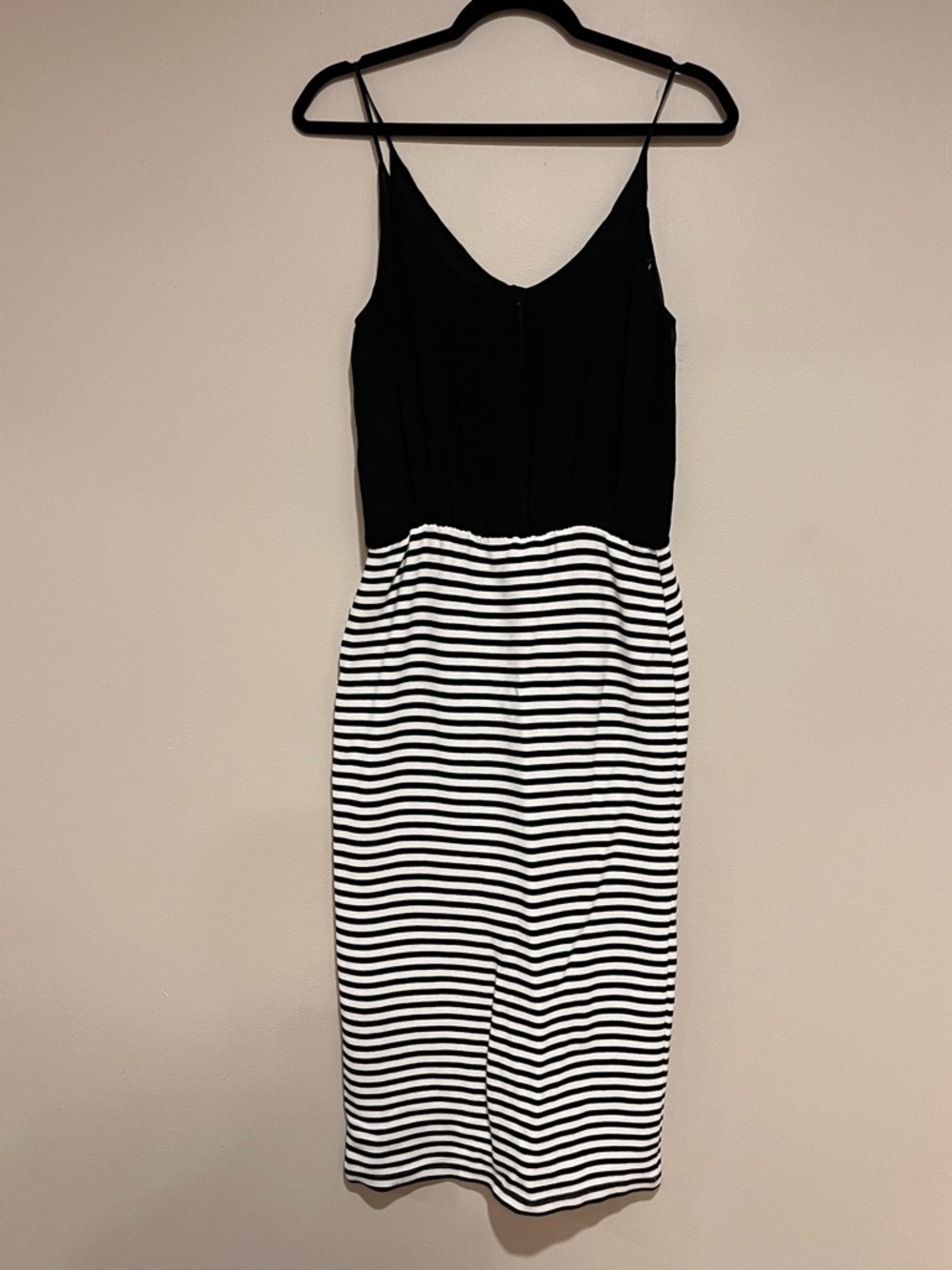 Adele Fado | Vtg sheer top black & white stripe midi dress Women’s size 42 M 6